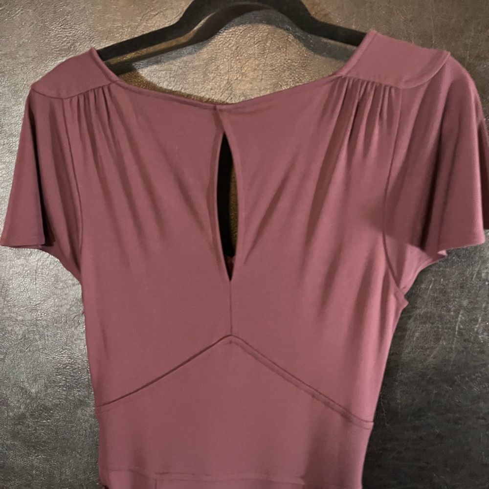 Ann Taylor Plum Color Belted Midi‎ Dress Size 4 - Picture 7 of 9